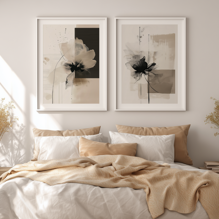 abstract flower art for bedroom set