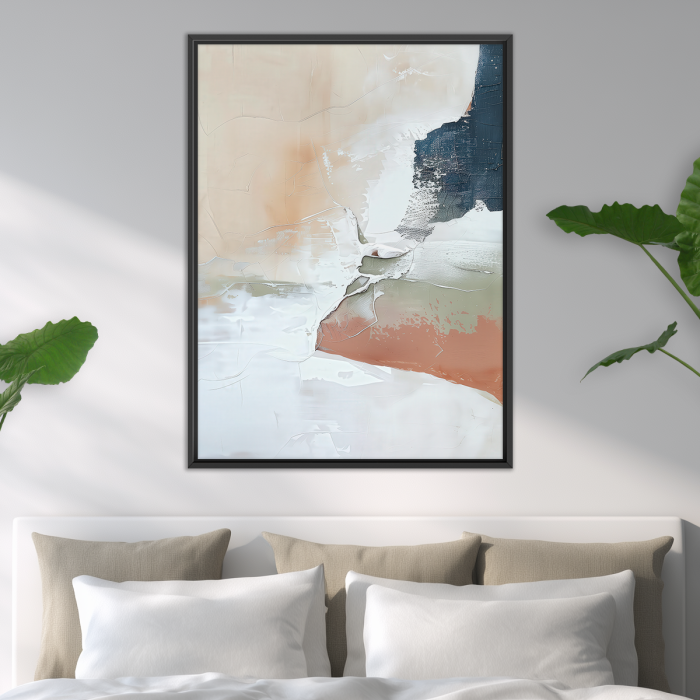 NeutralAbstractNo2-BLACK FRAME - OVER BED