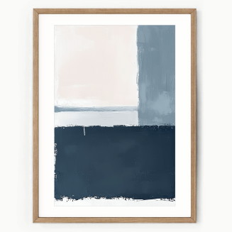 pastel blue and neutral abstract print