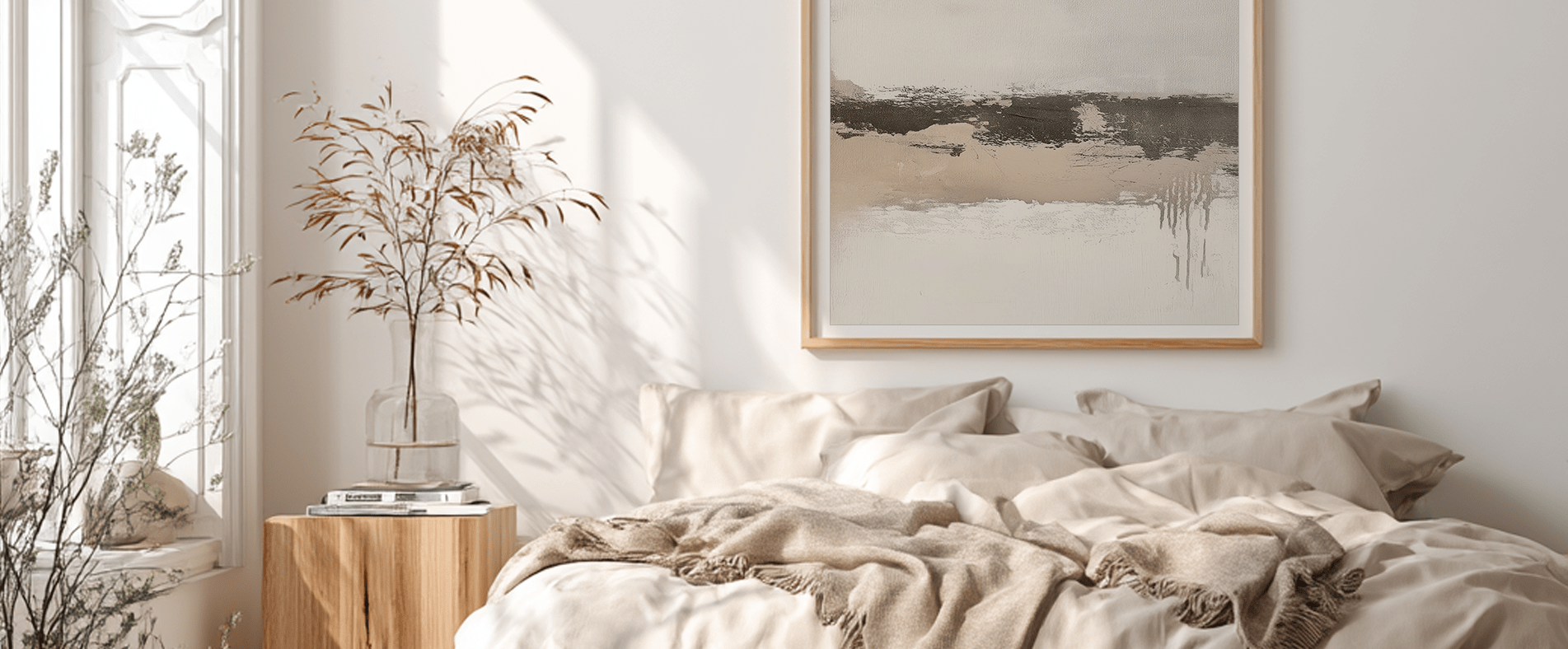 Boho / Scandinavian, nature-inspired prints, earthy botanical art, warm minimalism